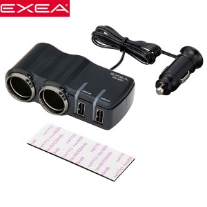 EXEA 星光産業 12V/24V車対応 2連ソケット&USBポート モニターUSBソケット EM-159