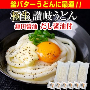 釜バターうどんに最適【本場 生麺 讃岐うどん 鎌田醤油のだし醤油付きセット】   6人前750ｇ 香川直送 　送料無料　◆