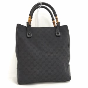 【中古】GUCCI トートバッグ バンブー GGキャンバス ブラック 112530