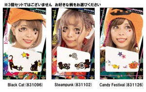 HW アイシャドウ （Black Cat 109 /　Steampunk　110/　Candy Festival　112）フェイスシール シールメイク  ハロウィンフェイスシール 