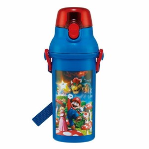 マリオ スーパーマリオ ムービー  超軽量ワンプッシュス【4973307647758 520】480ml 抗菌 プラスチック 直飲み 水筒 PSB5SANAG スケータ