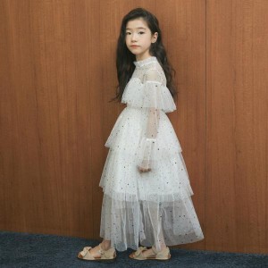 子ども服 女の子 フォーマル ドレス スーツ 女の子用 キッズ女の子 長袖 ラメ ロング丈 レースワンピース チュール 送料無料