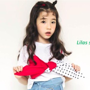 子ども服 女の子 Tシャツ キャミソールTシャツドッキング トップス リボン ドット ストライプ かわいい 韓国子供服 半袖 人気 送料無料