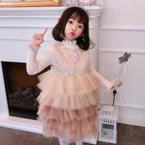 秋冬子供ドレス 長袖チュチュ風スカート 子供 フォーマル 女の子 ジュニア ワンピース 結婚式 ピアノ発表会 お祝い日 秋冬新品 送料無料