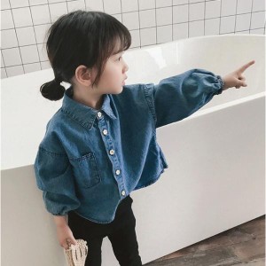 子ども服 トップス デニム シャツ おしゃれ キッズ  シンプル カジュアル アウター かわいい 女の子 春 夏 秋 冬 韓国 人気商品 送料無料