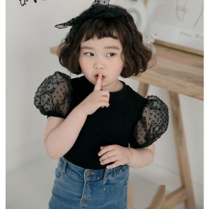 子ども服 女の子 キッズ Tシャツ 春夏新商品 韓国 パフスリーブ かわいい おしゃれ カットソー お出かけ イベントに 人気商品 送料無料