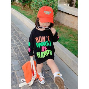 キッズ 子ども服 韓国子供服 カラフル 長袖Tシャツ 男の子 女の子 伸び縮みで楽 スポーティー ダンス衣装 ゆったり 人気商品 送料無料