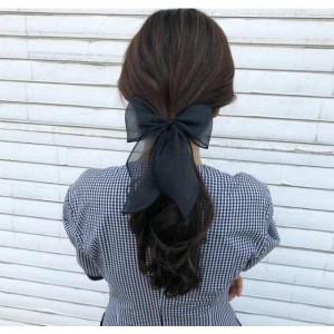 レディースアクセサリー バレッタ ヘアアクセサリー レディース シフォン リボン バレッタ 髪飾り ヘアクリップ バナナクリップ 送料無料