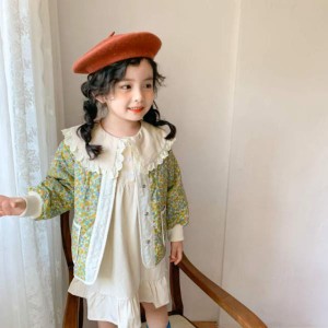 子ども服 シューズ 子ども服 アウター 韓国子供服 花柄キルティング中綿ジャケット カーディガン コート 防寒 暖かい 人気商品 送料無料