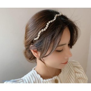 ヘアアクセサリー カチューシャ レディース ヘアバンド ラインストーン パール エレガント ゴールド 結婚式 入園入学 卒園卒業 送料無料