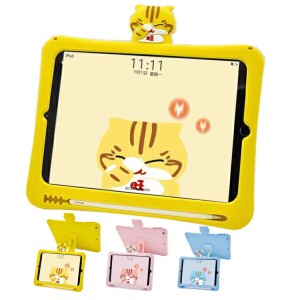 保護フィルム・タッチペン付き ipad ケース  猫 キャラクター シリコン スタンド付き 軽量 耐衝撃 ipad air5 air 5世代 air4  2020  ケー