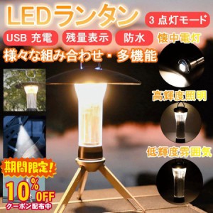 LEDキャンプランタン 多機能ミニランタン 懐中電灯 キャンピングライトトーチ LEDランタン USB充電式 ランタン 防水 ハンギング 超軽量 