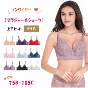 ブラジャー ショーツ セット 大きいサイズ ブラジャー ショーツセット ブラジャー ４段ホック ブラジャー ノンワイヤー ブラセット 75 80