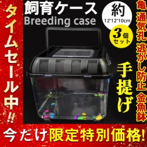 お徳用 飼育ケース 3個セット 小 Sサイズ 飼育ケージ 飼育容器 ミニケース 手提げ カブトムシ クワガタムシ 亀 通気孔 虫取