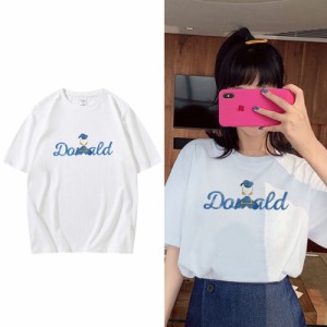 7color ドナルド Tシャツ ディズニーｔシャツ Disney ペアルック カップル ティーシャツ 半袖 トップス カジュアルお揃い 誕生日 ギフト 