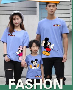 8color 親子Tシャツ T-shirt Disney ディズニー Tシャツ ペアルック カップル ミッキー柄 半袖 親子ペア お揃い家族旅行 ペア トップス 