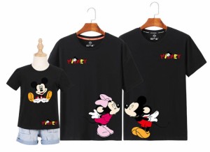 8color 親子Tシャツ T-shirt Disney ディズニー Tシャツ ペアルック カップル ミッキー柄 半袖 親子ペア お揃い家族旅行 ペア トップス 