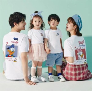 【三太郎の日】4colors ディズニー Tシャツ ペアルック tシャツ 親子 半袖 ペア レディース Tシャツ ドナルド カップル メンズ 子供 可愛