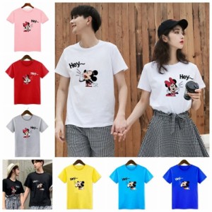 ディズニー ミッキー ミニー　半袖シャツペアＴシャツ tシャツ トップス カットソーメンズレディース 恋人 お揃い ご夫婦・友達カップル 