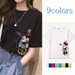 9カラー Disney ディズニー 夏新作 ミニー Tシャツ レディース tシャツ 半袖 レディース トップス Tシャツ 姉妹 可愛い 恋人 学生 高校生