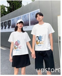 ディズニー8色夏 デイジー ペアルックカップル Ｔシャツ ドナルド レディース Ｔシャツ 綿100％ メンズ　お揃い服 半袖 服 ペアルックカ