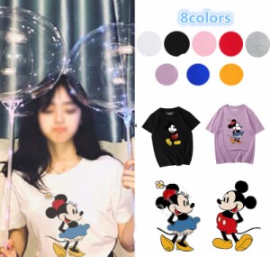 8COLORS T-shirt disney　ディズニー ペアルック カップル Tシャツ トップス Ｔシャツ ミッキー ミニー半袖 夏 夫婦 お揃い 旅行 プレゼ