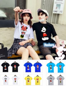 7COLORS T-shirt disney　ディズニー ペアルック カップル Tシャツ トップス Ｔシャツ ミッキー半袖 夏 夫婦 お揃い 旅行 プレゼント Mic