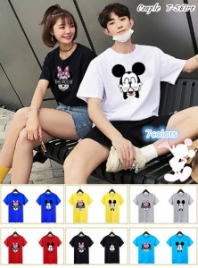 7COLORS T-shirt disney　ディズニー ペアルック カップル Tシャツ トップス Ｔシャツ ミッキー半袖 夏 夫婦 お揃い 旅行 プレゼント Mic