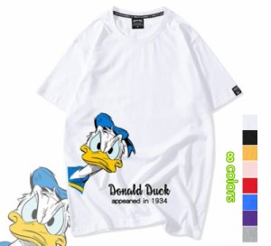 8COLORS T-shirt disney　ディズニー ペアルック カップル Tシャツ トップス Ｔシャツ ドナルドダック半袖 夏 夫婦 お揃い 旅行 プレゼン