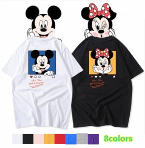 新作 8COLORS T-shirt disney　ディズニー ペアルック カップル Tシャツ トップス Ｔシャツ ミッキー ミニー半袖 夏 夫婦 お揃い 旅行 プ