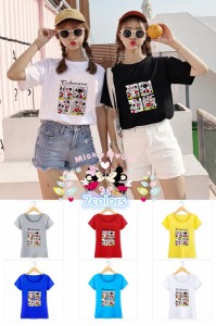  T-shirt ディズニー レディース Tシャツ トップス Ｔシャツ ミッキー半袖 夏 レディース レディース プレゼント Mickey柄 お姉妹