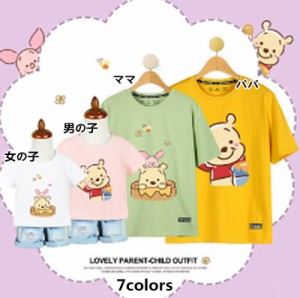 7colors 超人気 Ｔ-shirt disneyTシャツ　ディズニー親子ペア ペアルック 半袖 くまのプーさん 半袖 夏 夫婦 ご家族揃いお誕生日 POOH柄