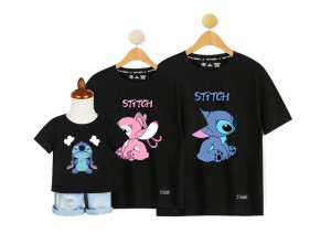 【三太郎の日】6colors 親子 ステッチT-shirt ディズニー Tシャツ  ペアルック カップル ティーシャツ 半袖 ｔシャツ  親子 ペア トップ