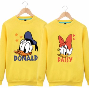 Duck トレーナー Disney ペアルック カップル パーカー スウェット ディズニー ドナルドダック パーカー 厚手 薄手 男女兼用 お揃い トッ