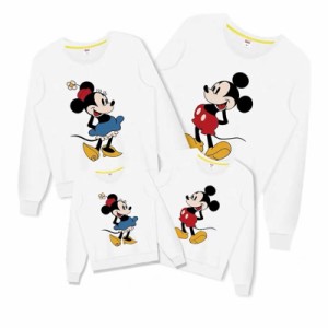 【三太郎の日】ミッキー パーカートレーナー Disney 親子ペア ディズニー Mickey 春秋 裏起毛なし スウェット トップス  カジュアル家族 