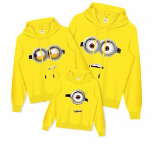 Minions ミニオン パーカートレーナー Disney 親子ペア 怪盗グルー ミニオン 春秋 裏起毛なし スウェット トップス フード付き カジュア