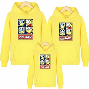 Donald Duck パーカー Disney 親子ペア 家族 ディズニー ドナルドダック 厚手 裏起毛 薄手 スウェット トップス トレーナー パーカー 親