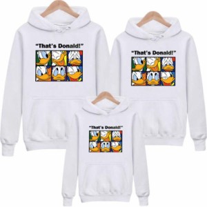 新品ディズニーDonald Duck パーカー Disney 親子ペア 家族 ドナルドダック 厚手 裏起毛 薄手 スウェット トップス トレーナー パーカー 