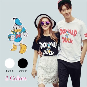 Duck tシャツ ディズニー tシャツ Disney ペアルック カップル 半袖 ペア カットソー レディース メンズトップス ドナルドダック ご夫婦 