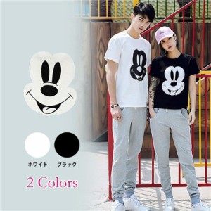 夏新作 ミッキー tシャツ ディズニー 春夏 Disney ペアルック カップル ｔシャツ ペア Tシャツ 半袖 カットソー レディース メンズトップ