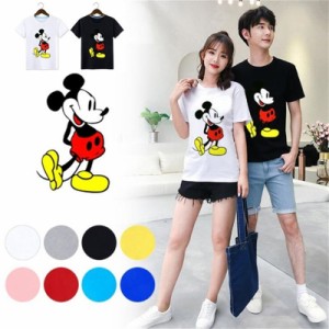 ミッキー ディズニー Tシャツ Disney ペアルック カップル ティーシャツ 半袖 ｔシャツ トップス カジュアル 恋人  お揃い T-shirt