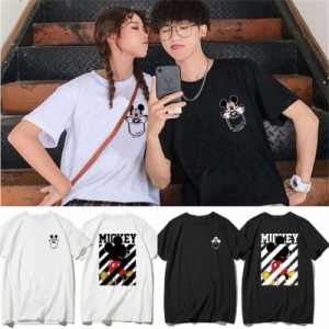 ディズニー ミッキー tシャツ ディズニー 春夏 Disney ペアルック カップル ｔシャツ ペア Tシャツ 半袖 カットソー レディース メンズト