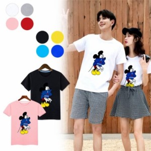 ミッキー ディズニー Tシャツ Disney ペアルック カップル ティーシャツ 半袖 ｔシャツ トップス カジュアル 恋人  お揃い T-shirt 彼氏 