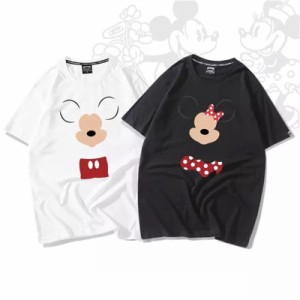 ミッキー Tシャツ ディズニーｔシャツ Disney ペアルック カップル ティーシャツ 半袖 トップス カジュアル 恋人 お揃い T-shirt 大人気