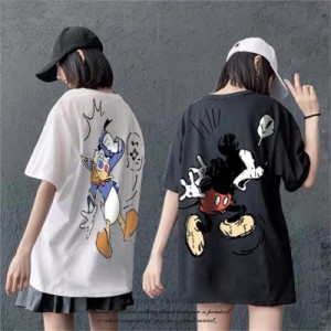 Mickey Duck Tシャツ ペアルック tシャツ ドナルドダック 半袖 ミッキー Tシャツ ペア  レディース カップル メンズ  恋人 お揃い T-shir