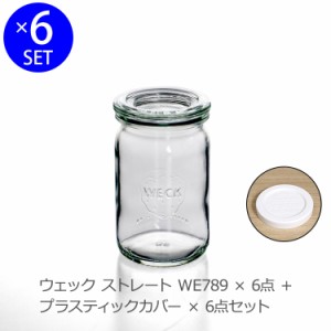 ウェック 一時保存セット ストレートシェイプ WE789 ガラスキャニスター140ml 6個 ＆ プラスティックカバー WE026 6個 耐熱 おしゃれ 新