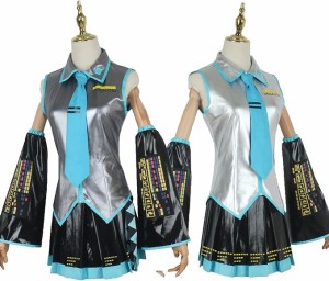 即納 初音ミク cosplay 初音ミク MIKU はつね 制服 セットこすぷれ エナメル革製と布地 コスチューム Cosplay 　