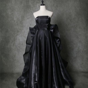 グリーン パーティードレス はいる ベアトップ パフスリーブ 豪華な  