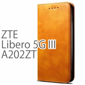 リベロ 5G III ケース 手帳型 シンプル Libero 5G III A202ZT リベロ5G3 スマホケース 携帯 ZTE Libero カバー 茶色 ブラウン 茶 送料無