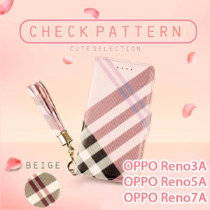 OPPO Reno7A ケース 手帳型 OPG04 CPH2353 おしゃれ Reno5A CPH2199 A101OP Reno3A カバー スマホケース チェック かわいい 韓国 大人か
